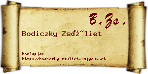 Bodiczky Zsüliet névjegykártya